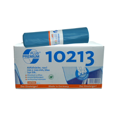 Bild von 120 l Müllsäcke - blau - Der Einsteiger! - PREMIUM PLUS® - Klimaneutralisiert & reißfest